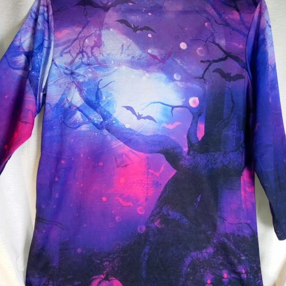 Celebrate Halloween Purple Black Cat Tree Bat - Picture 4 of 5